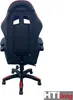 The back view of a black and red gaming chair on a white background. Produktbild-Vorschau