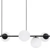 A modern black pendant light with six frosted white globe shades. Náhled obrázku produktu