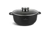 A black speckled pot with a glass lid and silver handles, presented on a white background. Produktbild-Vorschau