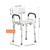 A diagram of a shower chair with dimensions and measurements indicated by lines and text. Podgląd zdjęcia produktu