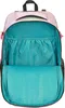 The inside of an open pink backpack with a teal lining. Anteprima dell’immagine prodotto