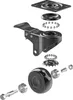 Exploded view of a heavy-duty caster wheel assembly, showing all its individual components laid out separately. Voir les images du produit
