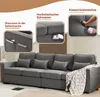 A dark gray sofa with several inset images highlighting its features. Voir les images du produit