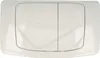 A white dual-flush toilet actuator plate with two buttons. Produktbild-Vorschau