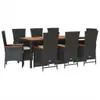 9-tlg. Garten-Essgruppe mit Kissen Schwarz Poly Rattan Produktbild-Vorschau 1
