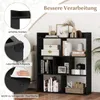 A black bookshelf filled with books and decorative items, with close-up insets highlighting product features. Podgląd zdjęcia produktu