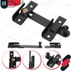 A collage of images showing a black metal latch for windows or doors, with close-up views of its components and a blueprint-like background. Náhled obrázku produktu