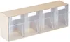 A storage unit with four clear bins. Produktbild-Vorschau