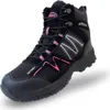 A single black winter boot with pink accents is shown against a white background. Podgląd zdjęcia produktu