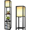 Stehlampe mit Regal, Ecklampe Eckregal Holz Schwarz Produktbild-Vorschau 8