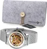 Alienwork Automatikuhr Armbanduhr Damen Silber Metall Mesh Produktbild-Vorschau 3