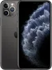 A dark gray iPhone 11 Pro is shown from the back and front, with the screen displaying a nebula-like wallpaper. Produktbild-Vorschau