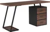 A modern desk with a wooden top and black metal legs, featuring a three-drawer cabinet on one side. Anteprima dell’immagine prodotto