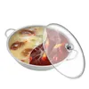 A split hot pot with two different broths and a glass lid. Podgląd zdjęcia produktu