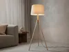 Skandinavische Dreibein Stehlampe Holz mit Stoff Produktbild-Vorschau 8