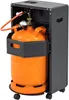 A gas heater with an orange propane tank inside a dark gray casing, shown from the front. Produktbild-Vorschau