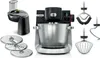A kitchen machine with various attachments is displayed against a white background. Produktbild-Vorschau