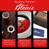 A collage of images showcasing a watch, its internal mechanism, and its packaging, along with descriptive text about the product and its distribution. Produktbild-Vorschau