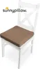 A white dining chair with a brown seat cushion, shown against a white background. Produktbild-Vorschau