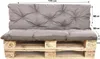 A gray cushion set placed on a wooden pallet, likely for outdoor furniture. Produktbild-Vorschau