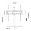 A technical drawing with dimensions of a TV stand. Produktbild-Vorschau