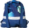A blue backpack with a graphic print and reflective stripes. Anteprima dell’immagine prodotto