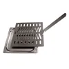 A stainless steel grill accessory set, including a perforated grate and a drip pan, is shown against a white background. Produktbild-Vorschau