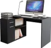 A modern L-shaped desk with a computer, keyboard, mouse, lamp, and office supplies. Náhľad obrázku produktu
