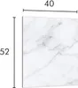 A square glass cutting board with a marble pattern, with dimensions indicated by measurement lines and numbers. Produktbild-Vorschau