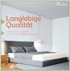 A bedroom scene with a bed and text overlay. Produktbild-Vorschau