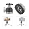 A collage of images showing a camera ball head adapter, a smartphone on a mini tripod, and a DSLR camera on a mini tripod. Produktbild-Vorschau