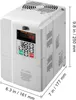 A white VEVOR frequency converter with a digital display and control buttons, shown from a slightly angled front-side view with dimensions indicated. Anteprima dell’immagine prodotto