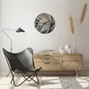 Wanduhr - Rund - Glasuhr - Blatt Palme Natur - 40x40cm - Produktbild-Vorschau 6