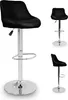 A collage of three images of a black bar stool against a white background. The main image shows a front-side view of the stool, while the other two show different angles. Podgląd zdjęcia produktu
