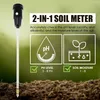 A soil meter is shown inserted into the soil, with marketing graphics explaining its features. Produktbild-Vorschau
