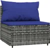 vidaXL Garten-Mittelsofa mit Kissen Grau Poly Rattan Produktbild-Vorschau 4