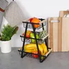 Trojposchodový košík na ovocie a zeleninu, čierna kovová Náhľad obrázku produktu 7