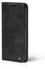 A black flip case for a smartphone is shown from the side. Produktbild-Vorschau