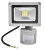 A close-up studio shot of an LED floodlight with a motion sensor. Produktbild-Vorschau