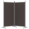 A two-panel room divider with dark brown fabric panels and gray metal poles and bases, shown against a white background. Produktbild-Vorschau