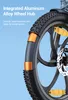 Close-up of a bicycle wheel with text overlay describing its features. Produktbild-Vorschau