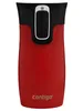 A red Contigo travel mug with a black lid and a silver button. Náhľad obrázku produktu