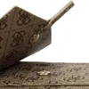 A close-up view of a brown handbag with a repeating logo pattern. Podgląd zdjęcia produktu