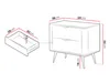 A diagram showing the dimensions of a nightstand and one of its drawers. Náhled obrázku produktu