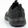 Rear view of a black Skechers sneaker on a white background. Voir les images du produit