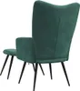A dark green velvet armchair and ottoman are shown from the back on a white background. Produktbild-Vorschau