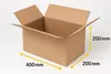 An open cardboard box with dimensions indicated by yellow arrows and text. Podgląd zdjęcia produktu