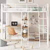A loft bed with a desk and shelves, set up in a room. Anteprima dell’immagine prodotto