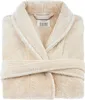 A folded beige bathrobe shown from the front. Produktbild-Vorschau