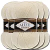 Alize 5x 100g Lanagold Wolle, Uni, Häkeln, Stricken (Cream Produktbild-Vorschau 1